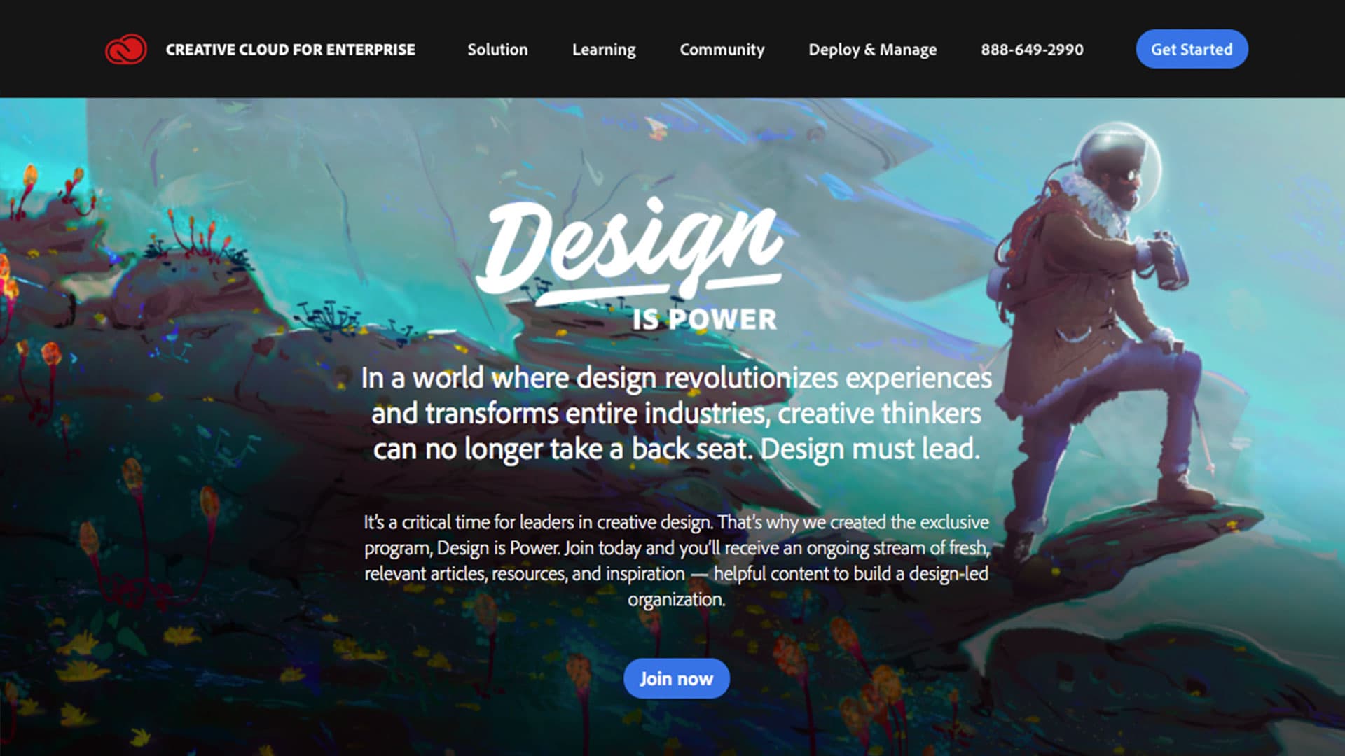 Adobe Creative Cloud for Enterprise Design is Power Landing Page Screenshot